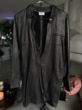 DAY Leather Shirt Dress in Black